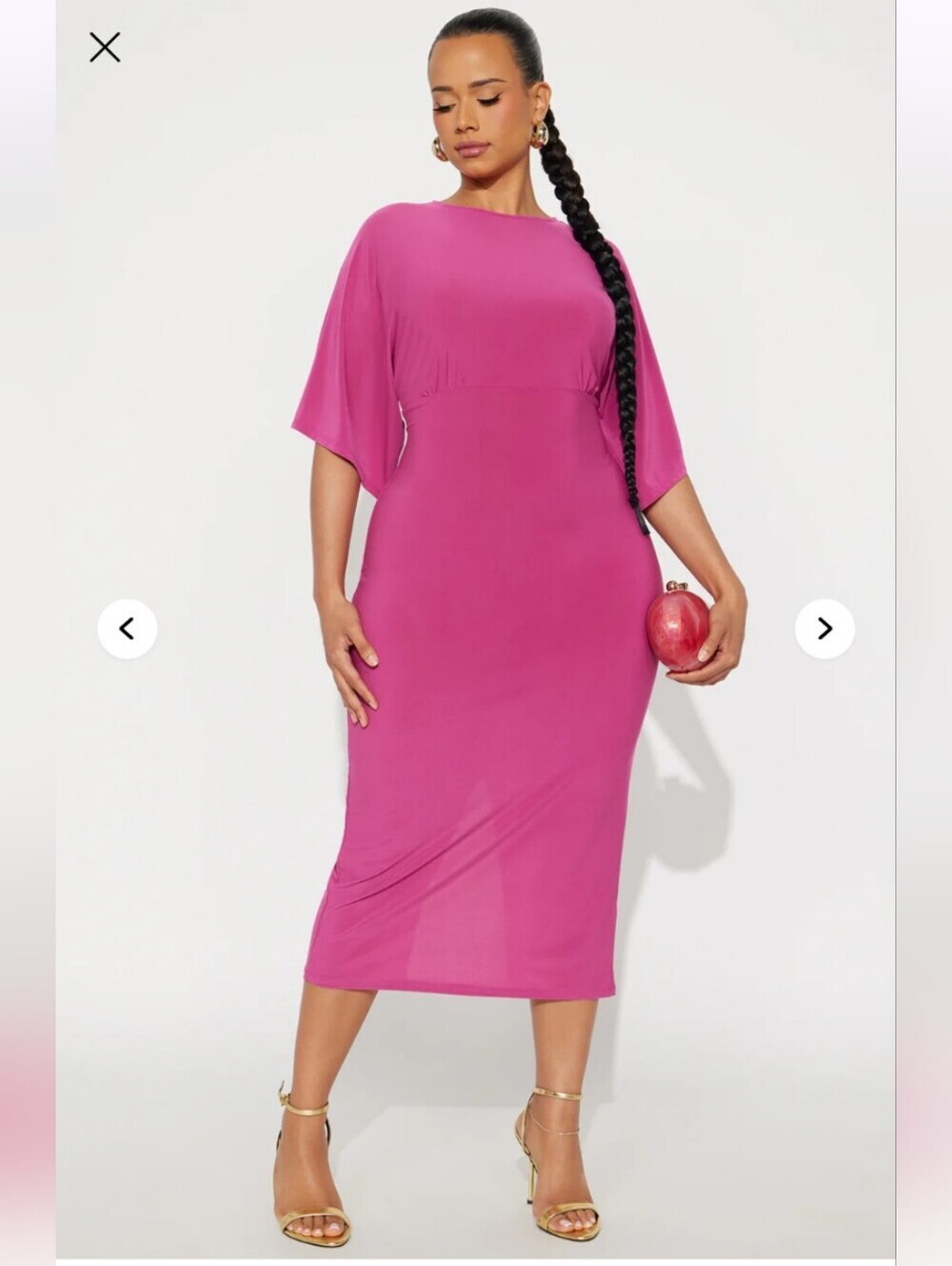 Fashion Nova Charlie Short Sleeve Midi Dress - Fuchsia 1X (EUC)